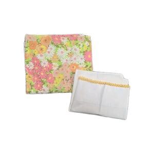 Vtg Lady Margaret Floral Fitted Sheet Pillow Case Double Bed Size‎ 42"x36"